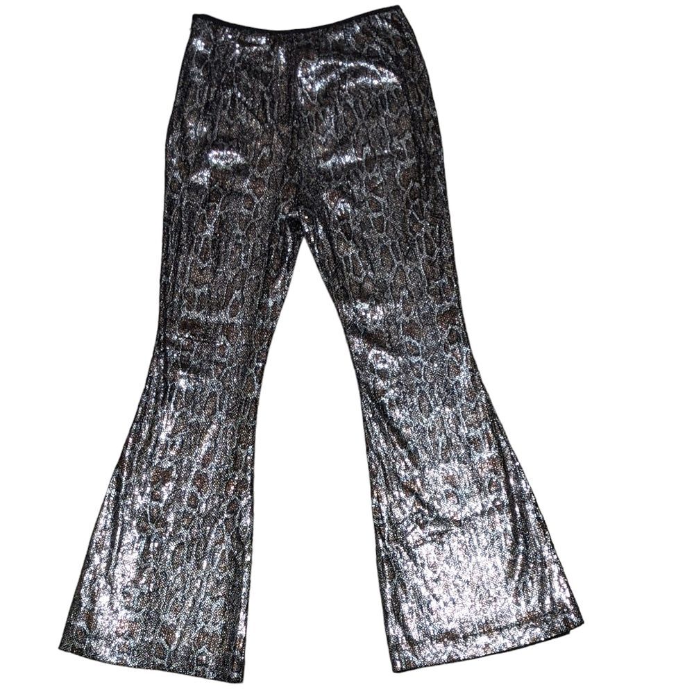 NWT Anthropologie Joni reptile print flare retro inspired pants size 4